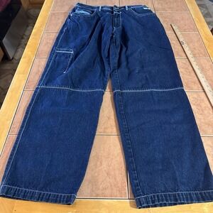 Vintage School of Hard Knocks Jeans Sz 34 x 31  Blue Baggy Wide Leg Hip Hop Y2K